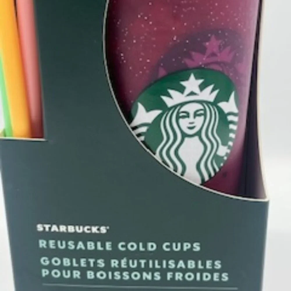 NEW Starbucks Glitter Cup Set Of 3‎ Cold Drink Tumblers 24 Oz Venti Holiday Cups